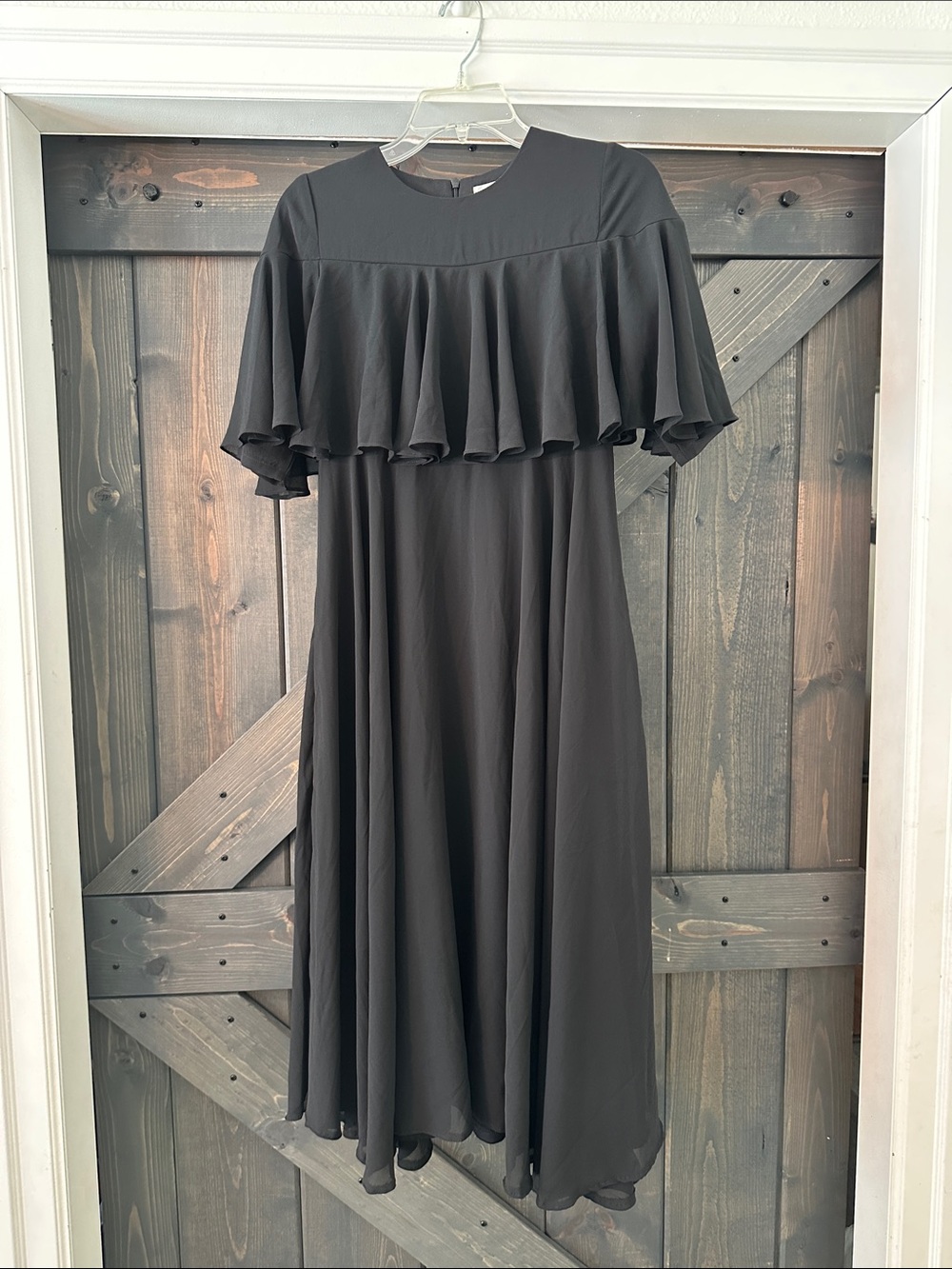 Dainty Jewells Black Ruffle Capelet Formal Dress